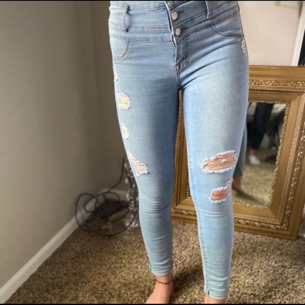 light wash distressed refuge jeans